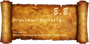 Breslauer Bertilla névjegykártya